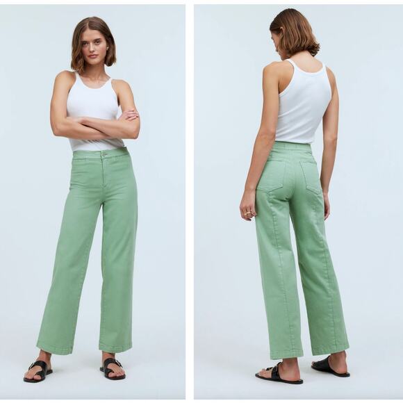 MADEWELL 2024 Emmett Wide-Leg Crop Pant Welt Pocket Pistachio Green Sz 33 {L19} - Picture 1 of 7